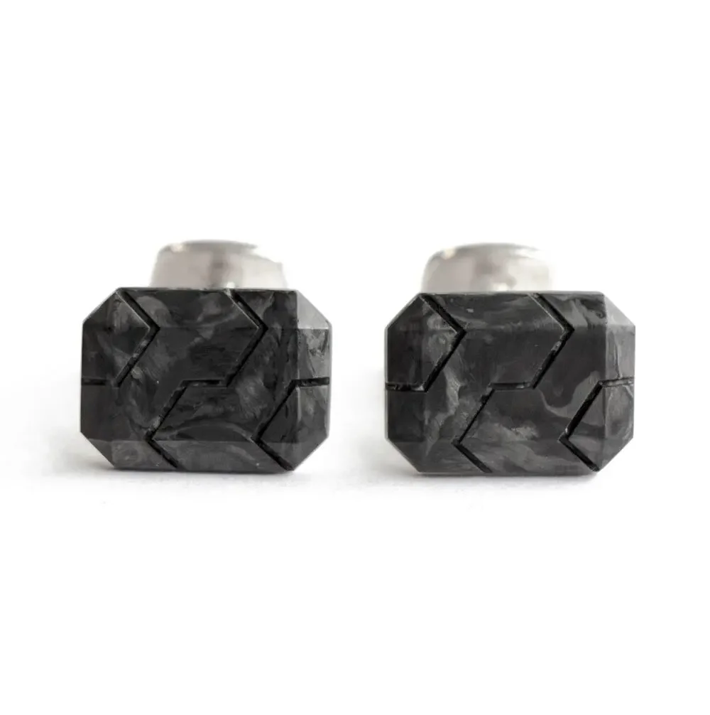 David Yurman Black Forged Carbon & 925 Sterling Silver Cufflinks
